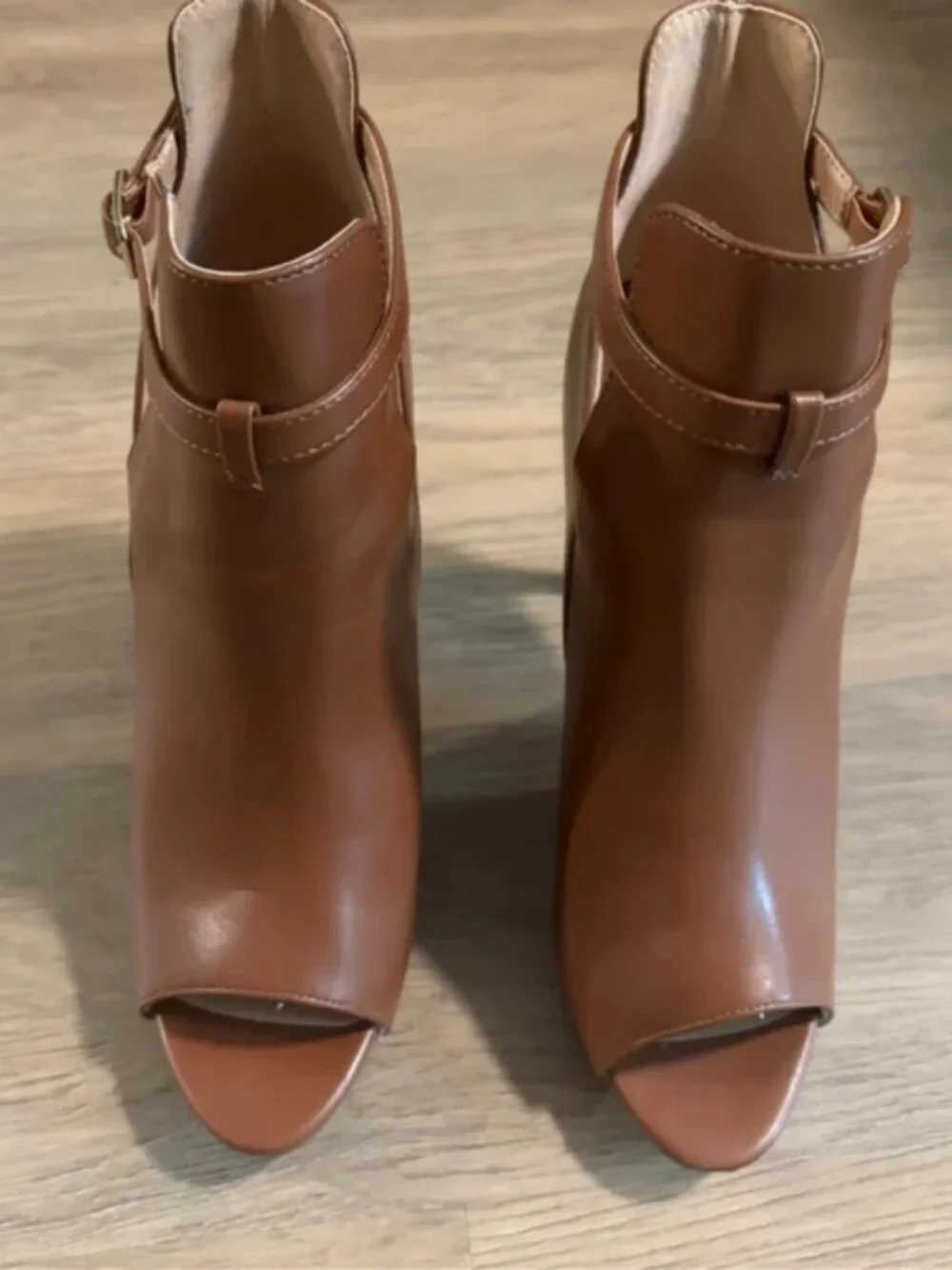 Carmel peak-a-boo boot heels